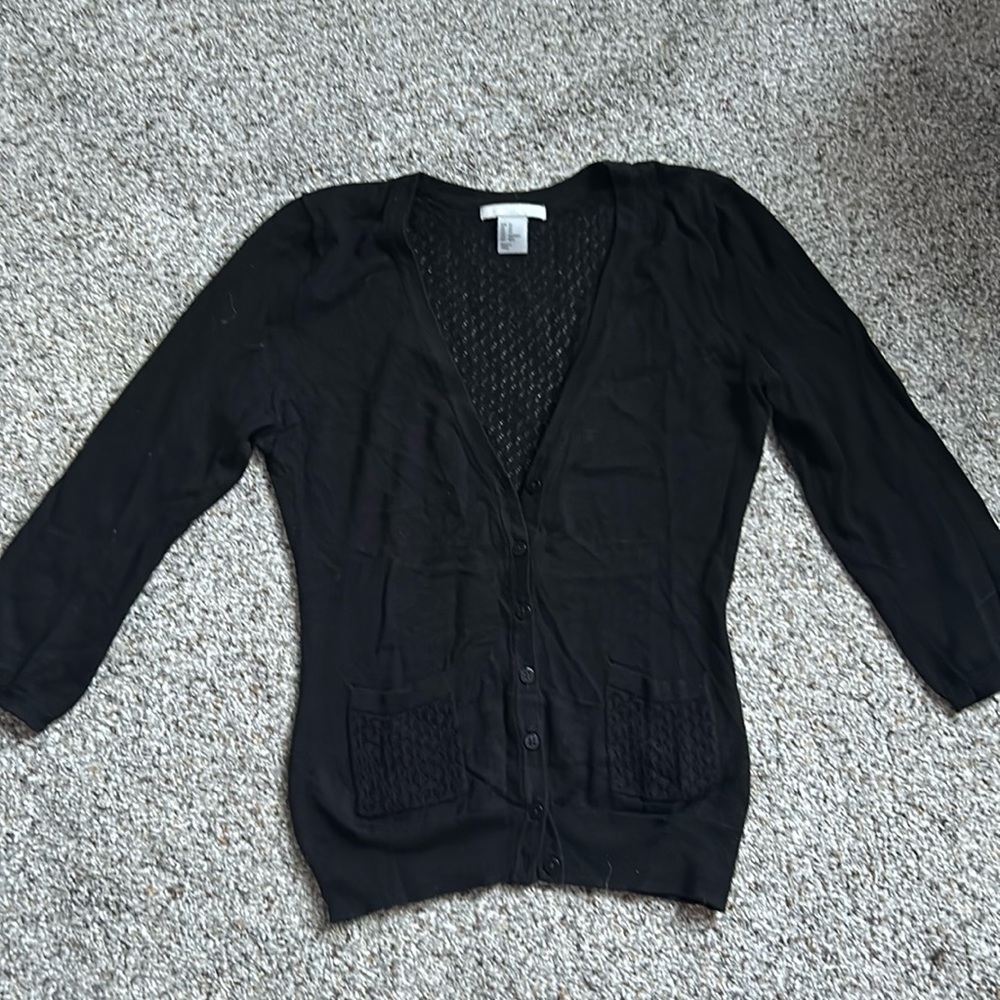 Black cardigan sweater